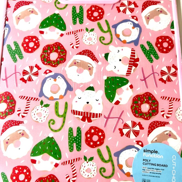 Large Christmas Doughnuts Candy Poly Cutting Board Joy Santa Kitchen Donuts - Picture 4 of 11